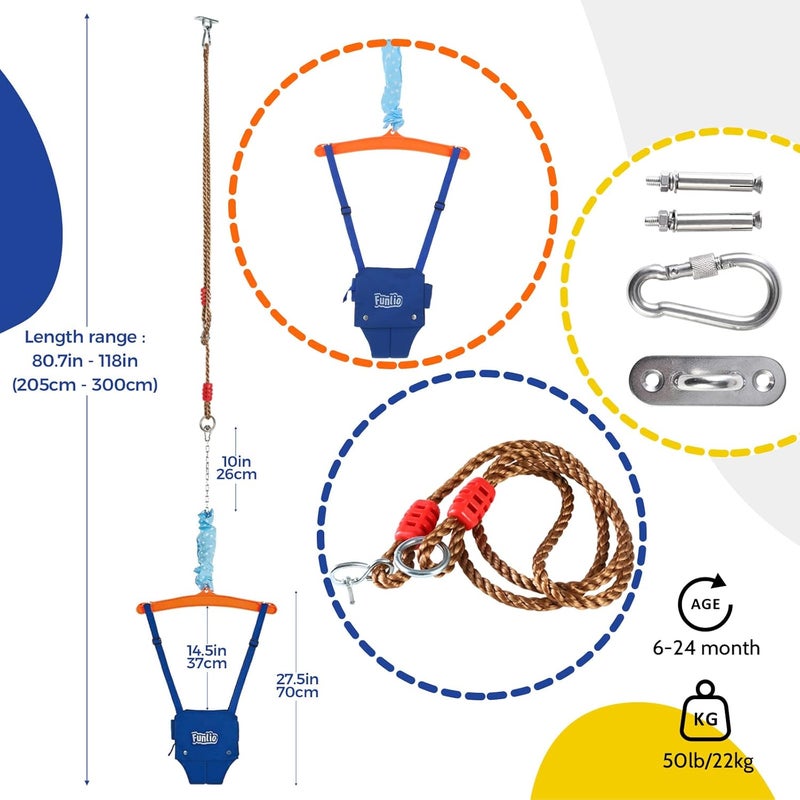 FUNLIO Baby Jumper with a Ceiling Hook for 6-24 Months, Baby Door Jumper for Indoor/Outdoor Play, Infant Jumper Doorway with Adjustable Chain, Easy to Assemble & Store (with a Ceiling Hook) - Image 5